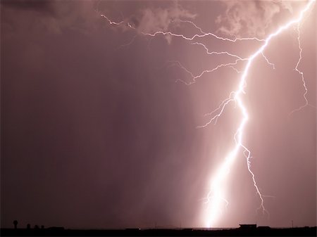 Arc of lightning striking the ground against a night sky Stock Photo - Budget Royalty-Free & Subscription, Code: 400-05045010