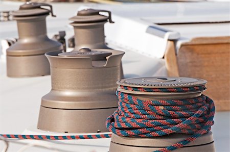 sailors deck - Four winches used to control sails on a boat Stock Photo - Budget Royalty-Free & Subscription, Code: 400-05045400