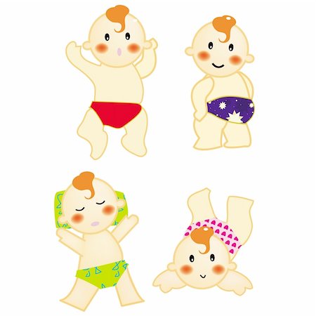 A series of baby action, dancing, smiling, sleeping, crawling, rolling, vector, illustration Stock Photo - Budget Royalty-Free & Subscription, Code: 400-05045738