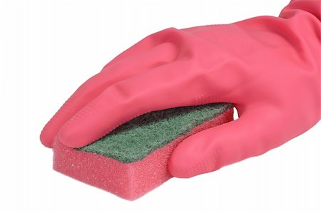 simsearch:400-04512289,k - Scrubbing hand with sponge on white background Stock Photo - Budget Royalty-Free & Subscription, Code: 400-05045852