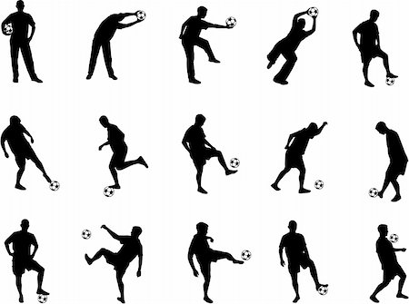 silhouette of a guy kicking a ball - soccer player silhouettes Stock Photo - Budget Royalty-Free & Subscription, Code: 400-05046235
