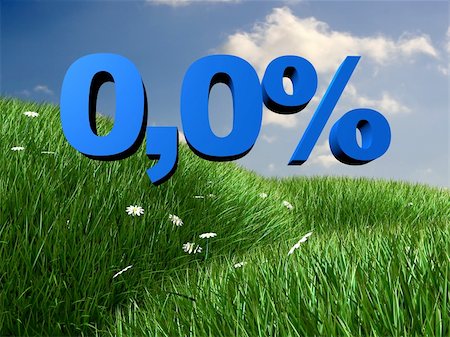 simsearch:400-07097368,k - 3d rendered illustration of green hills with white flowers and a blue percent sign Photographie de stock - Aubaine LD & Abonnement, Code: 400-05046595
