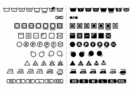 Icon Set of washing symbols / black and white / vector Photographie de stock - Aubaine LD & Abonnement, Code: 400-05046638