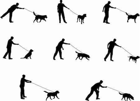 retriever silhouette - walking the dog silhouettes Stock Photo - Budget Royalty-Free & Subscription, Code: 400-05046846