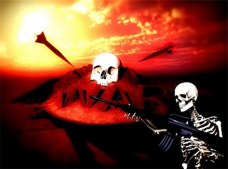 An conceptual image of a skeleton with a gun, it would be good to represent concepts of war. Stock Photo - Budget Royalty-Free & Subscription, Code: 400-05047240