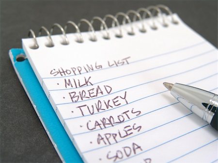 shopping list on spiral note book with pen Stock Photo - Budget Royalty-Free & Subscription, Code: 400-05047280