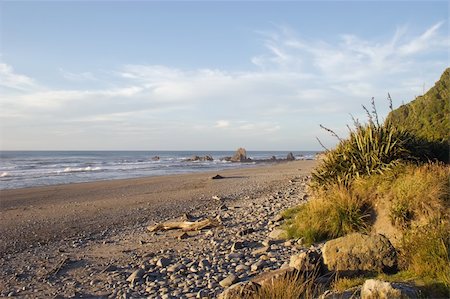 Evening on a beach on the West Coast of the South Island, New Zealand Stock Photo - Budget Royalty-Free & Subscription, Code: 400-05047616