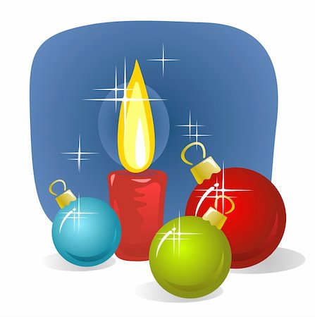 simsearch:400-07246701,k - Stylized christmas candle and balls on a dark blue background. Stock Photo - Budget Royalty-Free & Subscription, Code: 400-05048282