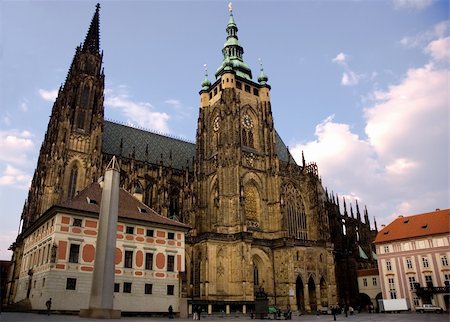 Famous Czech Gothic cathedral from the side. Landmark of Prague Stock Photo - Budget Royalty-Free & Subscription, Code: 400-05048537