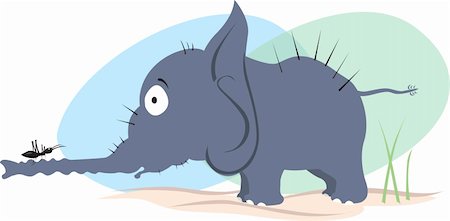 Illustration of an elephant looking to an ant Foto de stock - Super Valor sin royalties y Suscripción, Código: 400-05049276