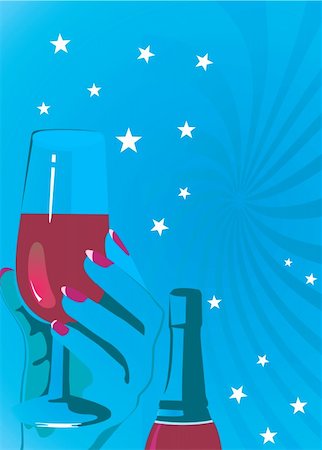 Illustration of hand holding wine glass Stock Photo - Budget Royalty-Free & Subscription, Code: 400-05049316