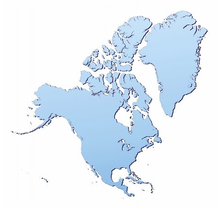 simsearch:400-04511519,k - North America map filled with light blue gradient. High resolution. Mercator projection. Foto de stock - Royalty-Free Super Valor e Assinatura, Número: 400-05049506