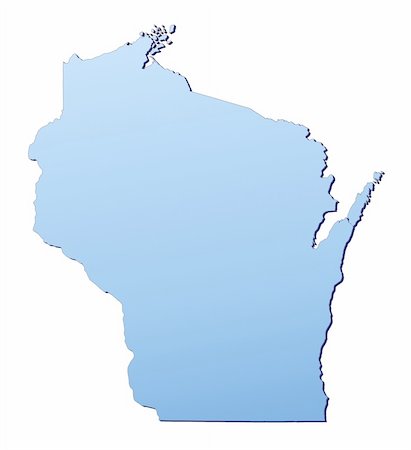 simsearch:400-04511519,k - Wisconsin(USA) map filled with light blue gradient. High resolution. Mercator projection. Foto de stock - Super Valor sin royalties y Suscripción, Código: 400-05049512