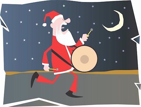 simsearch:400-04774270,k - Santa clause on carol and playing drum Stock Photo - Budget Royalty-Free & Subscription, Code: 400-05049725