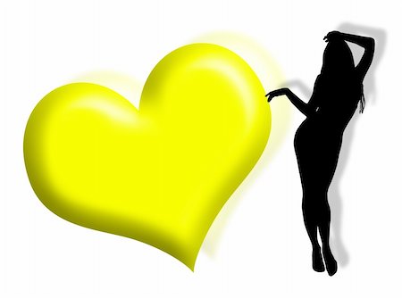 Black woman silhouette in love with hearts Stock Photo - Budget Royalty-Free & Subscription, Code: 400-05040152