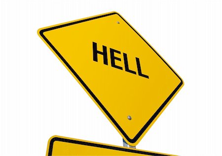 Hell road sign isolated on a white background. Contains clipping path. Foto de stock - Super Valor sin royalties y Suscripción, Código: 400-05040319