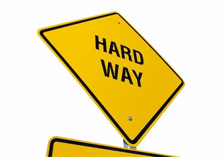 simsearch:400-04628504,k - Hard Way road sign isolated on a white background. Contains clipping path. Foto de stock - Royalty-Free Super Valor e Assinatura, Número: 400-05040320