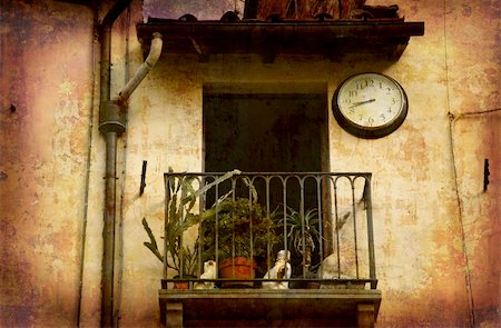 simsearch:400-04512320,k - Artistic work of my own in retro style - Postcard from Italy. - Tiny oasis - Lucca, Tuscany. Fotografie stock - Microstock e Abbonamento, Codice: 400-05042794