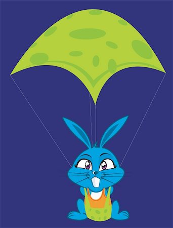 rabbit kit - Illustration of a rabbit landing   With the help of a parachute. Stock Photo - Budget Royalty-Free & Subscription, Code: 400-05043766