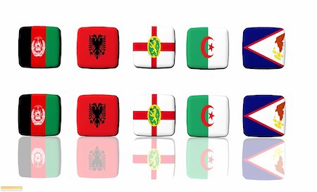 simsearch:400-04689379,k - 5 National flags on a white background depicted as buttons.  1 set is isolated, the second set has a white reflective surface. Foto de stock - Super Valor sin royalties y Suscripción, Código: 400-05043791