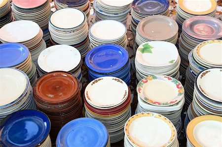 stacks of colorful plates in different designs Stock Photo - Budget Royalty-Free & Subscription, Code: 400-05054072