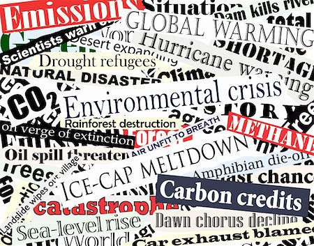 Editable vector illustration of newspaper headlines on an environmental theme Foto de stock - Super Valor sin royalties y Suscripción, Código: 400-05054316