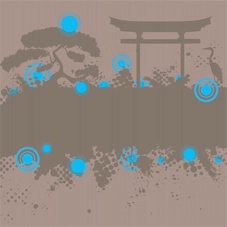 simsearch:400-04154273,k - Vector - Halftone ink splat grunge background with retro asian chinese style theme. Stock Photo - Budget Royalty-Free & Subscription, Code: 400-05054688