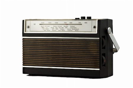 simsearch:400-04666848,k - Old fashion retro style radio isolated on white background Photographie de stock - Aubaine LD & Abonnement, Code: 400-05054970