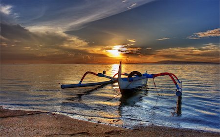 sanur - Morning boat at Sanur beach Fotografie stock - Microstock e Abbonamento, Codice: 400-05055183