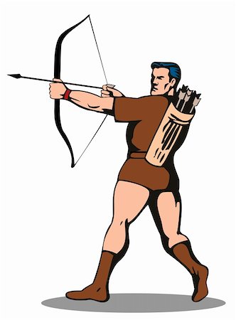 robin hood - vector art of a mkan with a bow Stock Photo - Budget Royalty-Free & Subscription, Code: 400-05055420