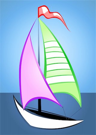 Illustration of a sailing vessel at sea Stock Photo - Budget Royalty-Free & Subscription, Code: 400-05055506