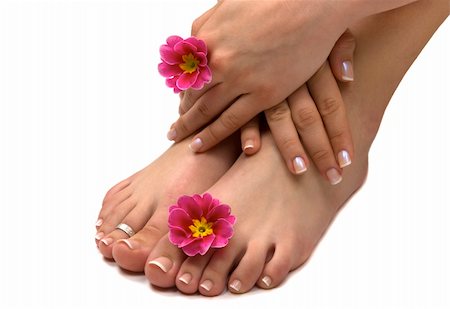 smelling feet - Spa treatment with beautiful exotic flowers Stock Photo - Budget Royalty-Free & Subscription, Code: 400-05055518