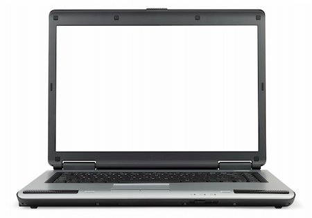 simsearch:400-05129327,k - Classic gray laptop isolated with clipping path over white background Stock Photo - Budget Royalty-Free & Subscription, Code: 400-05056226