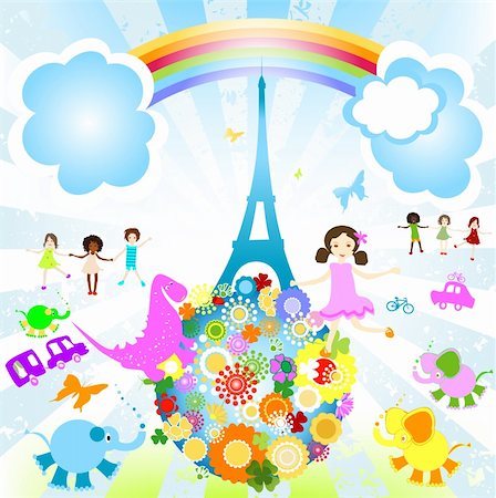 kids and animals of the world; summer vacation in Paris Stock Photo - Budget Royalty-Free & Subscription, Code: 400-05056278