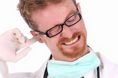 doctor examining confused - details doctor scratching on ear Stock Photo - Budget Royalty-Free & Subscription, Code: 400-05056403