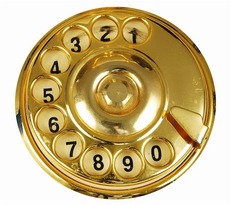 simsearch:400-09221728,k - Luxurious golden vintage telephone dial isolated Stock Photo - Budget Royalty-Free & Subscription, Code: 400-05057149