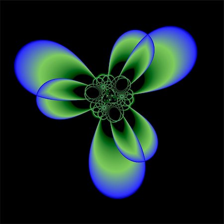 patballard (artist) - A fractal with six petal shaped arms done in shades of blue ad green. Stock Photo - Budget Royalty-Free & Subscription, Code: 400-05057272