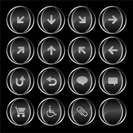 simsearch:400-05148042,k - Collection of 16 black/gray buttons part 3( up, down, left, right, diagonal, back up, back, arrows, clouds, shopping card, wheelchair, attachment, blank). See my portfolio for more. Stock Photo - Budget Royalty-Free & Subscription, Code: 400-05057612