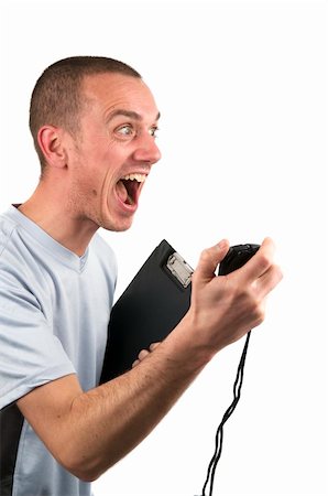 Shouting coach encouraging his pupil, he's gonna make it! Fotografie stock - Microstock e Abbonamento, Codice: 400-05058128