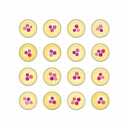 simsearch:400-04198170,k - Yellow cupcakes with cherries, sprinkles and frosting, isolated on white Fotografie stock - Microstock e Abbonamento, Codice: 400-05058811