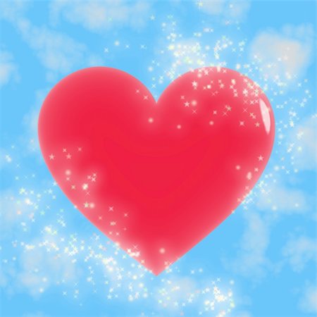 romance and stars in the sky - Red heart with lots of bright stars against a blue sky Stock Photo - Budget Royalty-Free & Subscription, Code: 400-05058812