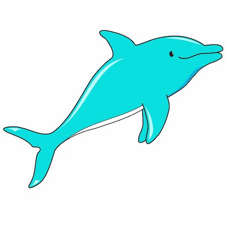 fish clip art to color - vector illustration of a light blue dolphin on a white background Foto de stock - Super Valor sin royalties y Suscripción, Código: 400-05059162