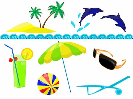 simsearch:400-05121059,k - Resort and resort beach accessories in a vector Photographie de stock - Aubaine LD & Abonnement, Code: 400-05059281