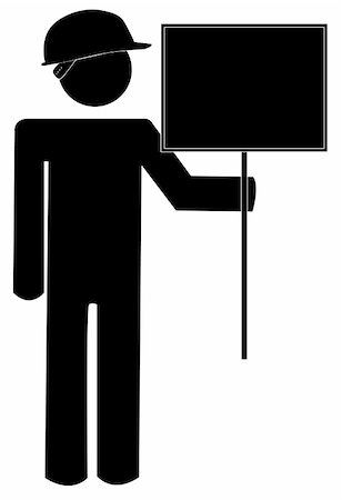 stick figures on signs - stick man or figure with construction hat and blank sign Stock Photo - Budget Royalty-Free & Subscription, Code: 400-05059429