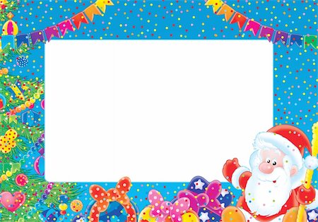 santa border - Christmas photo-frame / page for your scrapbook Stock Photo - Budget Royalty-Free & Subscription, Code: 400-05059726