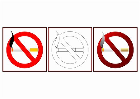 smoking prohibited sign symbol image - No smoking signs in two different colors and blank template Stock Photo - Budget Royalty-Free & Subscription, Code: 400-05050309