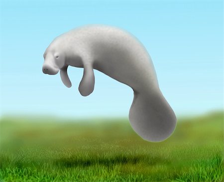 An airbrush drawing of the gentle sea cow, or manatee, by nature artist, Carolyn McFann. Photographie de stock - Aubaine LD & Abonnement, Code: 400-05050566