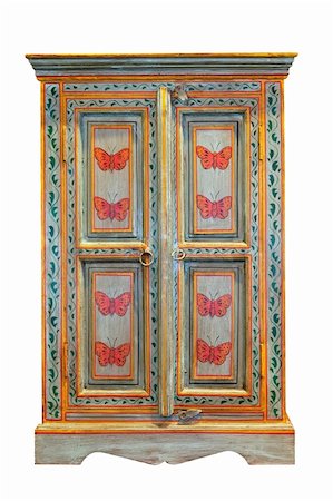 simsearch:400-06554714,k - Oriental style closet with butterflies isolated on white Stock Photo - Budget Royalty-Free & Subscription, Code: 400-05050884