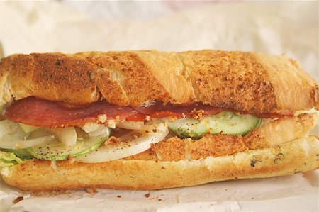 Foot long subway sandwich ready to be eaten and toasted Stock Photo - Budget Royalty-Free & Subscription, Code: 400-05050925