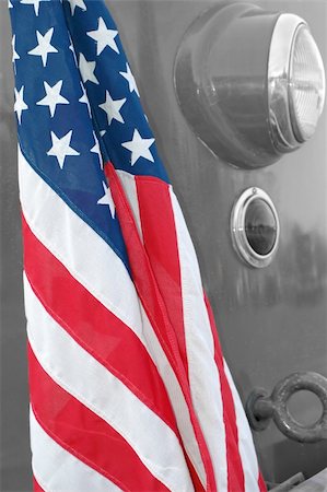 flags on fire trucks pictures - stars and stripes on the front of a 1950's fire truck Stock Photo - Budget Royalty-Free & Subscription, Code: 400-05050992